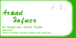 arpad hofner business card